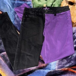 Purple and black spilt skinnies